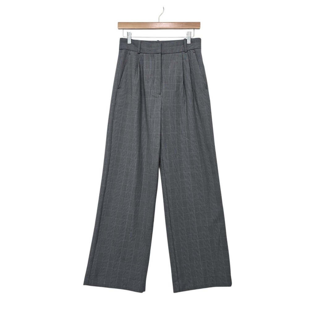 Abercrombie & Fitch Sloane Tailored Pant Grey Glen Plaid Wide Leg 27 High Rise